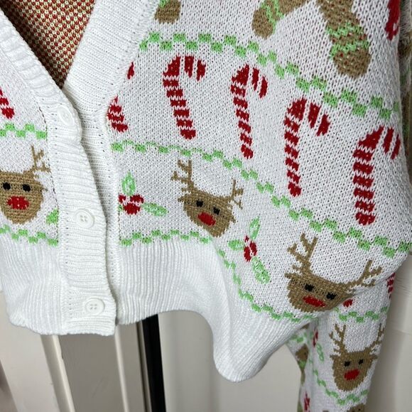 Hot Topic Christmas Cardigan Sweater Cropped Gingerbread Candy cane Plus Size 1X - Picture 2 of 4